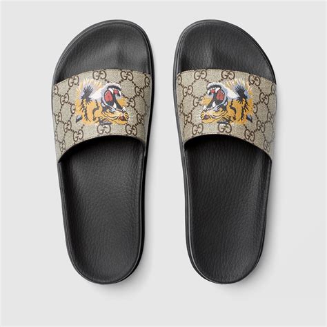 cheap gucci slides tiger boys|men gucci interlocking slides.